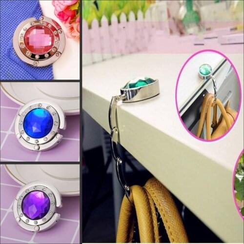 Creative Portable Magic Rock Crystal Mirror Foldable Bag Purse Hook Handbag Holder Shell For Table Decorations