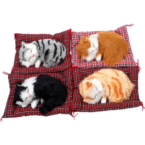 Cute Simulation Sleeping Cats Dashboard Decoration Lovely Plush Kittens Doll Toy Car Ornaments Car-styling Interior Accessories