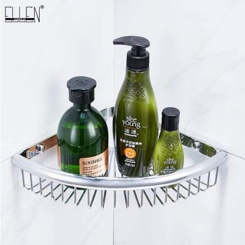 Bathroom Shelf Single Level Corner Shelves Copper Triangle Basket Soap Holder Chrome Shampoo Shelf EL0043