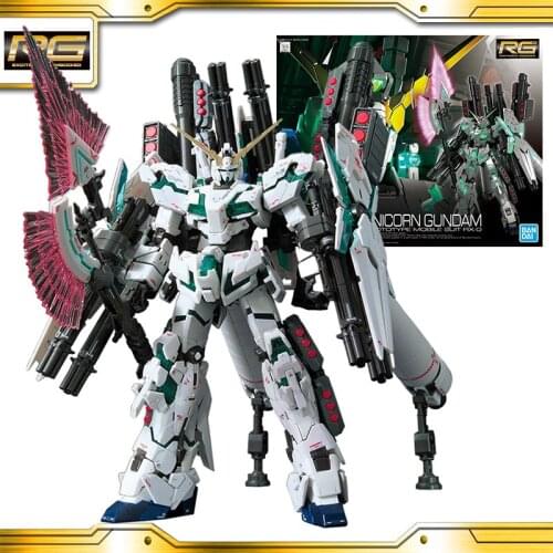 Original BANDAI gundam RG 1/144 Full Armor Unicorn Gundam model kids assembled Robot Anime action figure toys