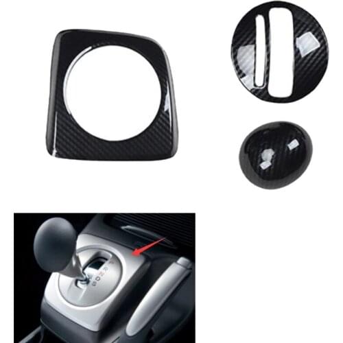 3Pcs AT Car Carbon Fiber Gear Shift Panel Cover Frame Trim RHD for Honda Civic 2006-2011