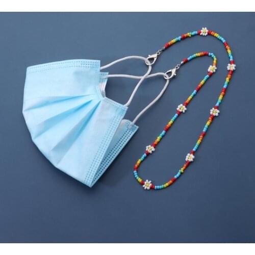 Boho Rainbow Colorful Seed Bead Daisy Sunglasses Chain Cord Holder Lanyard Casual Reading Eyeglass Mask Chains Neck Strap Rope