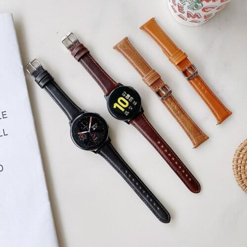 22mm Cow Leather band for Samsung Galaxy Watch 42 46mm Gear S3 Sport WatchBand Huawei Watch Replacement Strap Moto Huami Amazfit