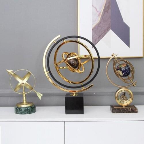 Luxury Marble Globe Stand Home Decoration Creative Sculpture for Living Room and Office