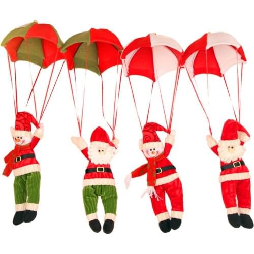 24cm Christmas Home Ceiling Decorations Parachute Santa Claus Smowman Christmas Hanging Pendant Christmas Decoration Supplies