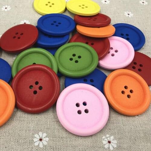 DIY 30pcs Wooden Mixed-color Coat/ bag button 4-holes decoration Sewing Scrapbooking 40mm