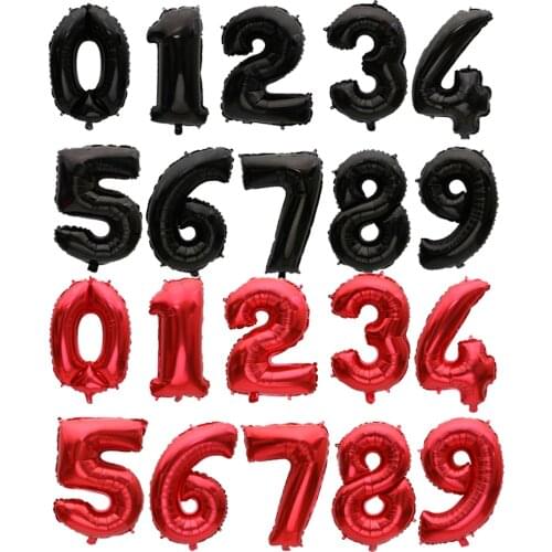 Black And Red 32inch Number Aluminum Foil Balloons Birthday Baby Shower New Year Graduation Anniversary Retirement Party Decors