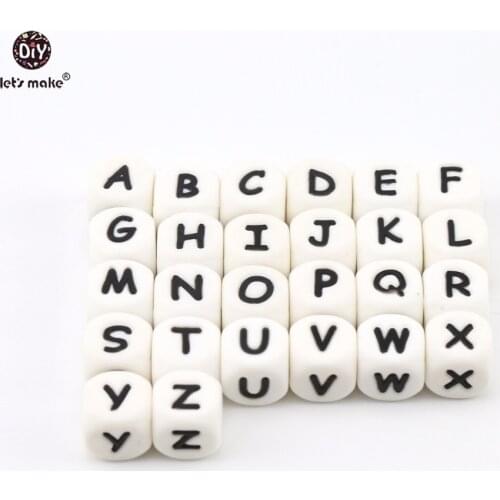 Silicone Alphabet 10pcs 12mm BPA Free Silicone Beads Food Grade Silicone Teethers DIY Personalized Name Lets Make Baby Teethers