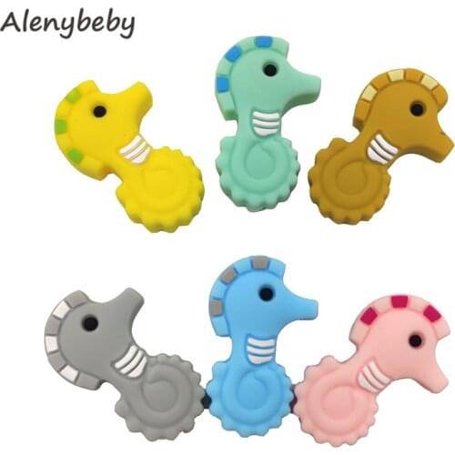 Mini Cute Silicone Hippocampus Bead Animal Baby Teether Food Grade Infant Teething Bead For DIY Nursing Necklace Accessories Toy
