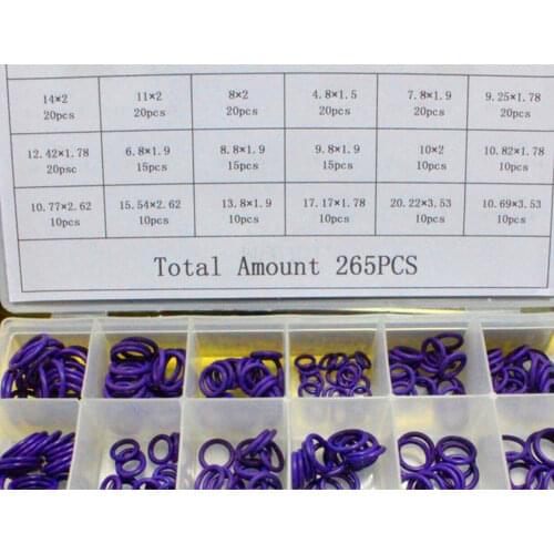 265Pcs R12/134a Air Conditioning A/C System O-Ring HNBR Assortment Kit Tool for Toyota Corolla Polo Civic Altima Impreza Camry