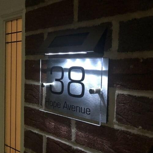 LED Solar House Number Light High Brightness Digital Plate Light Control Home Door Number Warning Sign Doorplate Lamp Plaques