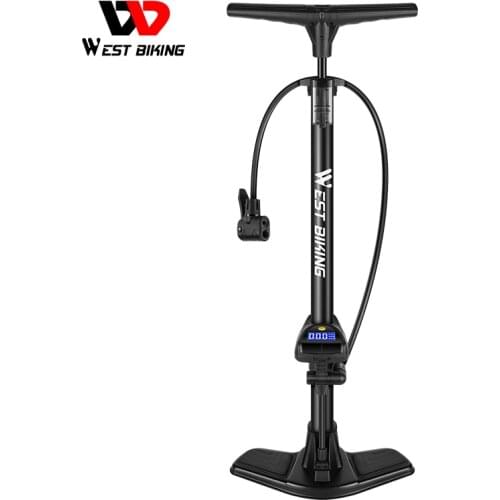 West Biking Floor Bike Pump With Pressure Gauge Portable Tire Inflator Hand Bike Pump Portable MTB Cycling Bicycle Accessories