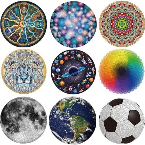 High Quality! 1000Pcs/set Colorful Rainbow Earth Moon Football Round Adult DIY Educational Jigsaw Puzzle Toys(No original box)