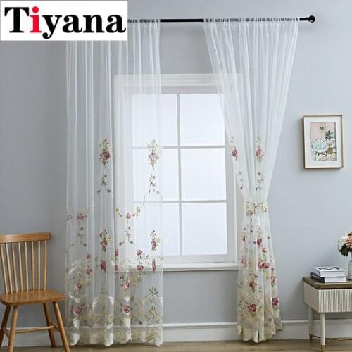 European High-Grade Embroidered Tulle Curtain for Bedroom Living Room Decor Window Drapes Luxury Tulle 424Z