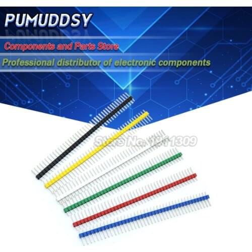 10PCS 1x40 Pin 2.54mm black/red/yellow/white/blue/green Round Header connector Single inline row needle