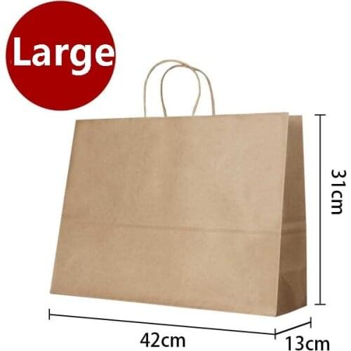 10PCS Large kraft gift paper bag with handle/ horizontal Multifunction wedding party / 42*31*13cm Fashionable cloth paper bags