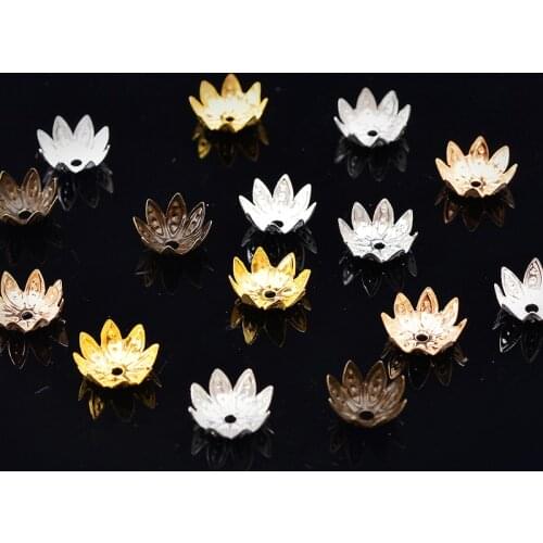 100p 10mm silver gold antique Flower end beads Spacer Beads Caps End caps connector DIY Accessory Jewelry Bracelet making supply