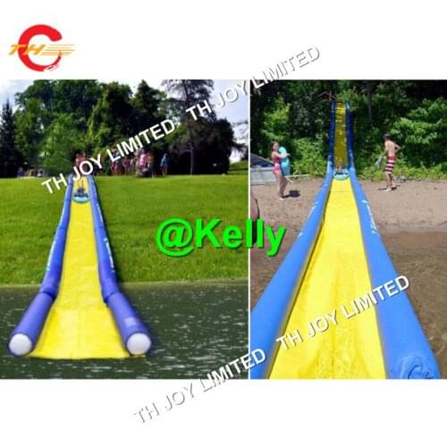15m/30m/50m long inflatable water slip n slide, home use inflatable slip slide, long inflatable water slide with round pool