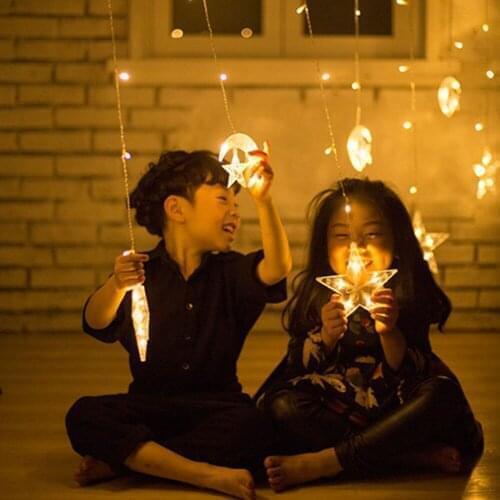 2.5M Moon Star LED Lamp String Ramadan Decoration Party Christmas Holiday Lights Curtain Lamp 220v Wedding LED Fairy Light Kid 3