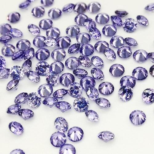 200pc Loose Gemstone Synthetic 1~3mm Round Shape Purple Cubic Zirconia CZ Stones Wholesale Price