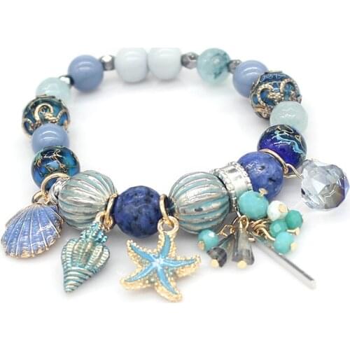 2021 Fashion ethnic style natural stone shell beach series ladies bracelet jewelry handmade beaded bracelet for women