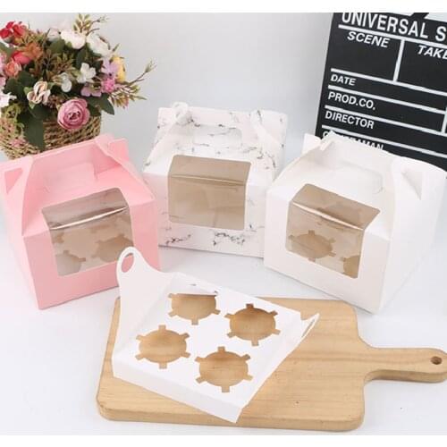 5/10PCS Kraft Gift Box Cake White Dessert Brown Pink Blue Packaging Paper Cupcake Wedding Party Portable Dragee Paper Box Carton