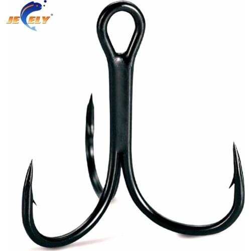 50PCS-100pcs/bag #1-#12/0 High Carbon Steel Sea Fishing Eye Ringed Barbed Treble Hook Saltwater Fishing Tackles