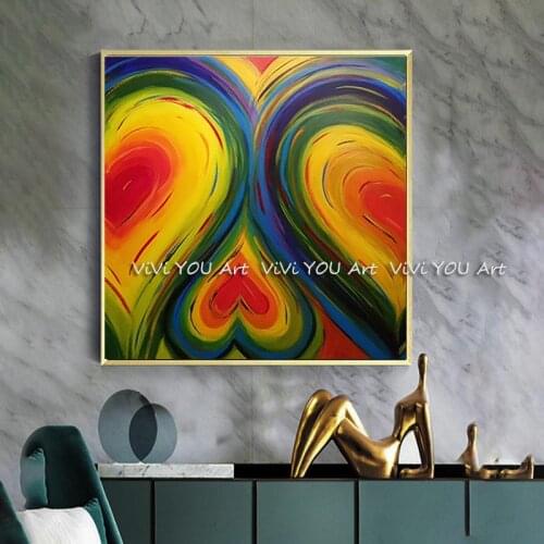 Abstract wall Decoration 100% handmade Heart Love Canvas oil Painting Modern Contemporary Artwork wall Hang Picture for bedroom