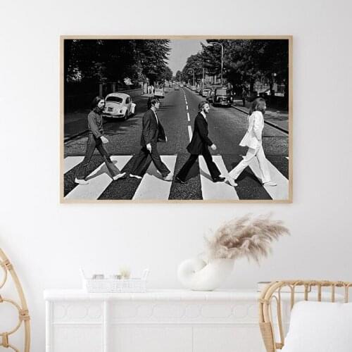 Abbey Road Music Album Poster Rock Band Black and White Photography Picture Canvas Painting Prints Wall Art Pictures Decoration