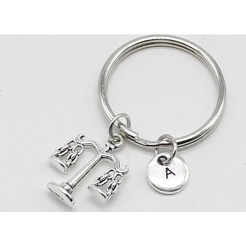 Glamour lawyer key, judicial scale, law student key chain, balance A-Z letter key chain