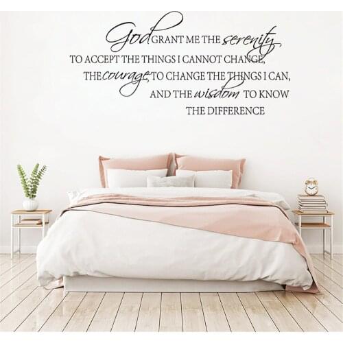 God Grant Serenity Prayer Quote Wall Sticker For Bedroom Living Dinning Room Verse Jesus Wall Decal Vinyl Mural DW9417