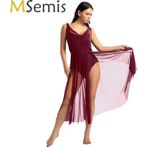 Adult Womens Dance Gymnastics Leotard Ballerina Built In Shelf Bra Ballet Dancewear Costumes Ballroom Dance Competition Dress