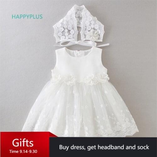 HAPPYPLUS Elegant Girls Baby Dress Flower 1st Birthday Dress for Baby Girl 2 Years Old Christening Dress Girls Party Wedding