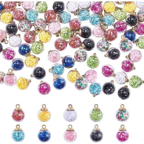 HOT SALE 100PCS Glass Ball Pendant Charms 10 Colors Stars Earring Pendants Jewellery Making For DIY Necklace Bracelet Making