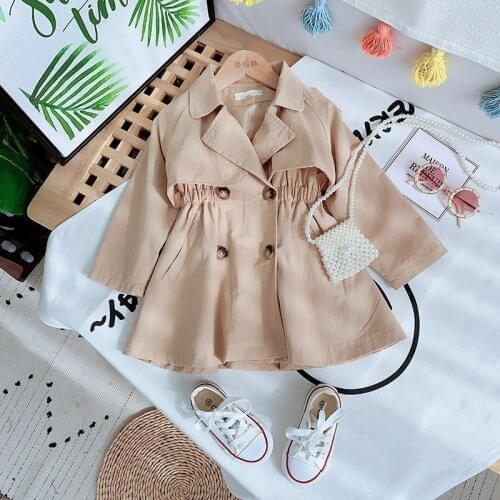 England Style Spring Autumn Cotton Girl Toddler Trench kids Windbreaker Fashion Little Girl Double Breasted Jacket Outfits
