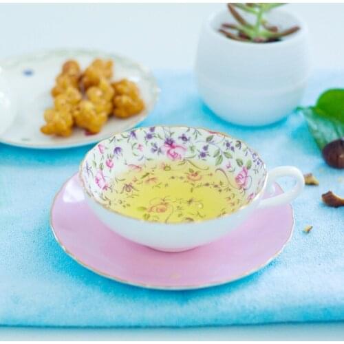 Bone china coffee cup tea cup simple afternoon tea cup bone china coffee cup Japanese original single suit lace cup plate