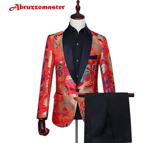 Animal Print Man Suit Red Print Groom Tuxedos Shawl Lapel Groomsman Suit Custom Made Wedding Suit Suit Blazer Jacket+pant