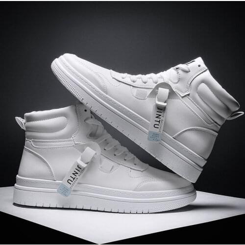 Mens Skateboarding Shoes High Top Sneakers Breathable White Sports Shoes Street Walking Shoes Chaussure Homme Messi