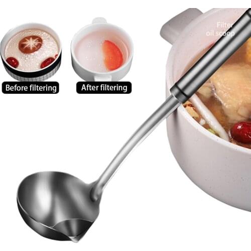 Kitchen Accessories Stainless Steel Oil Filter Spoon Oil Soup Separator to Remove Oil Drink Soup Skimming Oil Mother and Baby ca