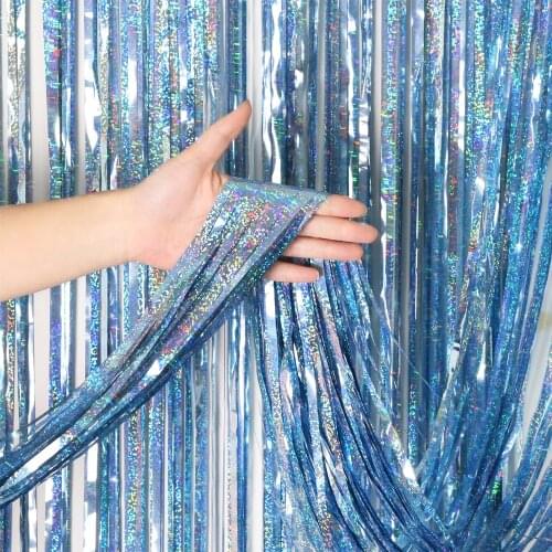 3M Laser Party Backdrop Curtain Metallic Foil Fringe Shimmer Backdrop Birthday Wedding Party Wall Decoration Photo Zone Backdrop