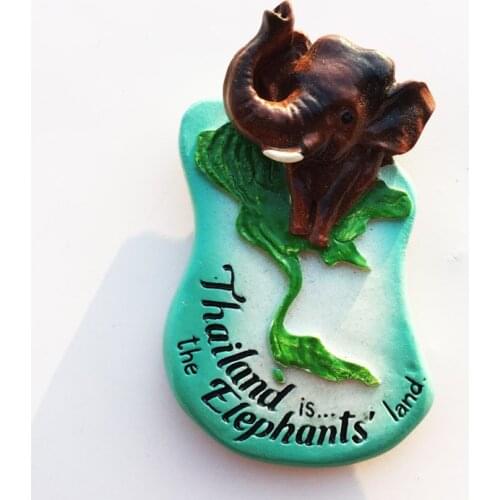 Fridge magnet thailand souvenir elephant animal green square kids like gift decoration magnetic sticker paste resion stereo