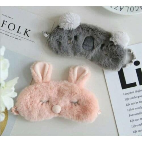 Cut Koala/ bunny Sleeping Eye Mask Nap Cartoon Plush Eye Shade Sleep Mask Black Mask Bandage on Eyes for Sleeping 50pcs
