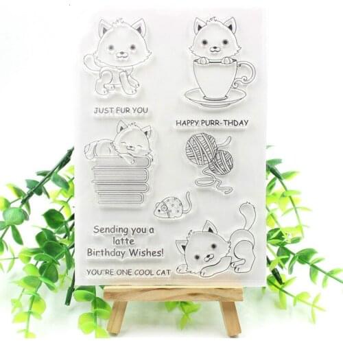 Lovely Cats Transparent Clear Silicone Stamps for DIY Scrapbooking/Card Making/Kids Christmas Fun Decoration Supplies