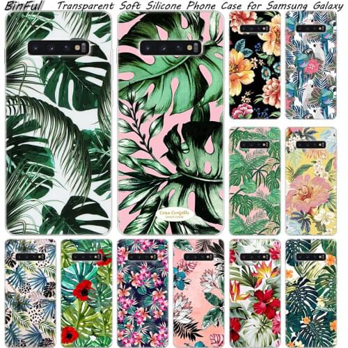 Floral Plantas Leaves Soft Silicone Case For Samsung Galaxy S10 S9 S8 Plus S7 Edge A6 A8 Plus A7 A9 2018 A5 2017 Fashion Cover