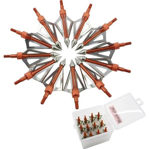 Maifield Hunting Broadheads 12 Pcs 125 Grain 1 1/4 Cutting Diameter Archery Hunting Head Arrow Tips+1pk Broadhead Storage Case