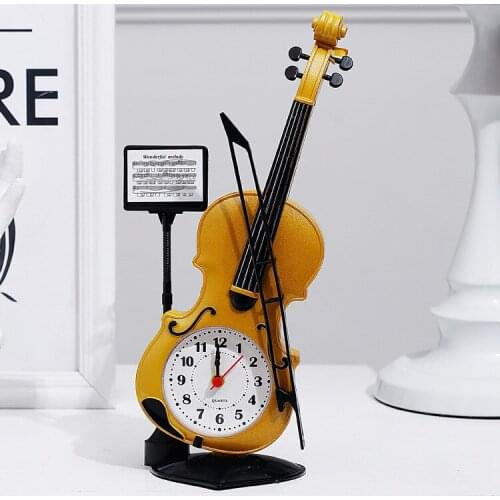 Students Desktop Ornaments Clock Large Violin Yesterday Plastic Alarm Clock CHILDRENS Alarm Clock