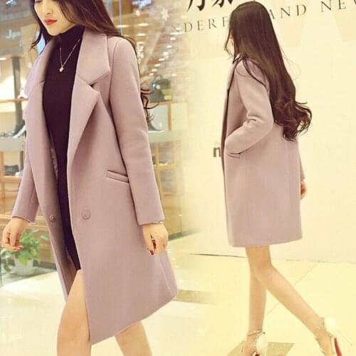 2019 Ms. Woolen Coat long Section Fall And Winter Clothes New Slim Female Students College Wind Woolen Coat Female Overcoat