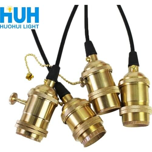 Pure Copper Pendant Light Socket Brass 100% Vintage Edison Covered Core Filament Lamp Holder Light Vintage Industrial Luminaire