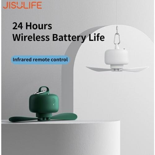 JISULIFE Ceiling Fan USB Rechargeable Portable Household Electric Hanging Fans with Remote Control
