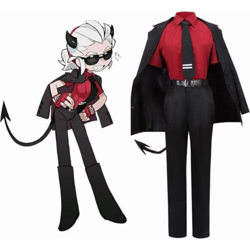 Game Helltaker the awesome demon Justice Cosplay Costume Adult Women Men Outfits Shirt Pants Jacket Tail Halloween Carnival